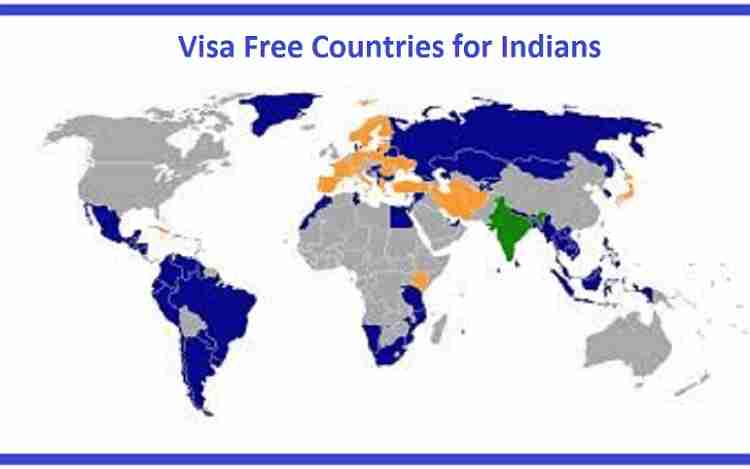 visa-free countries for Indian passport holders map